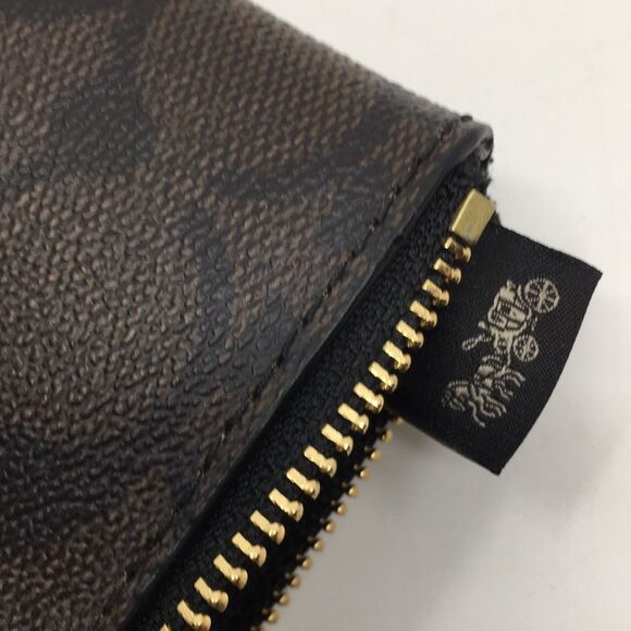 Coach F58035 Brown & Black Signature Coated Canvas Jacquard & Leather Wristlet - Picture 12 of 16